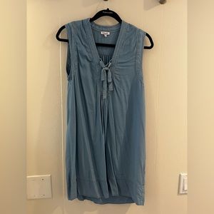 Splendid Denim Chambray Blue Tie Lace Up Knot Sleeveless Mini Dress Size XS
